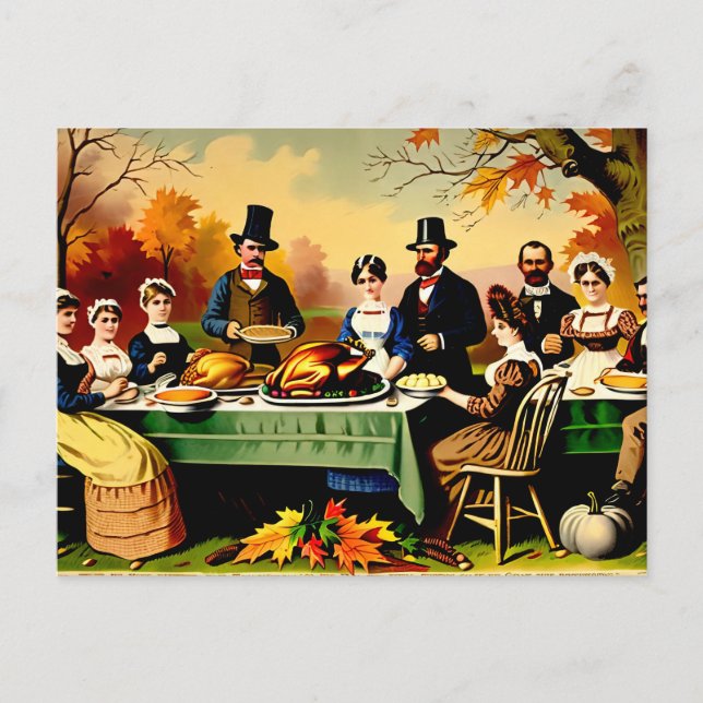 Thanksgiving 1800s holiday postcard (Front)