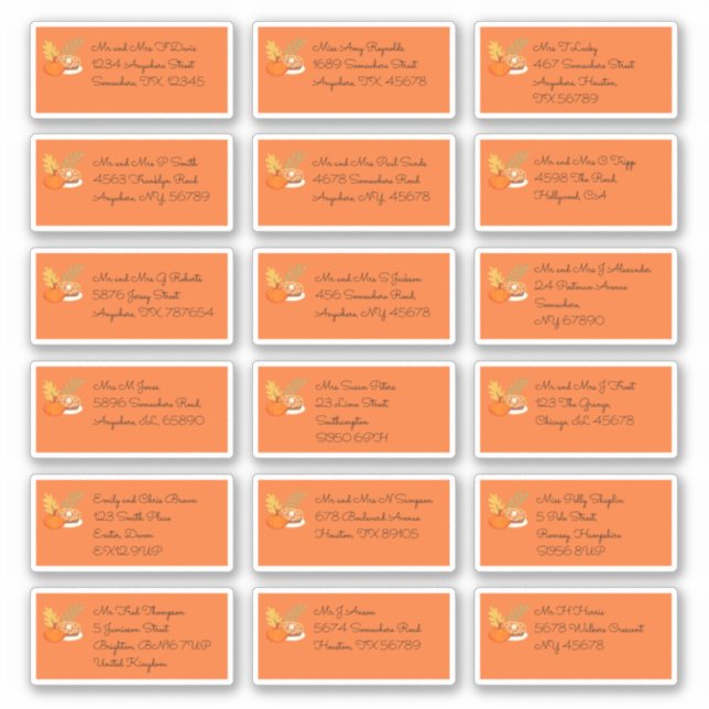 Thanksgiving 18 Individual Recipient Name Address Sticker (Front)