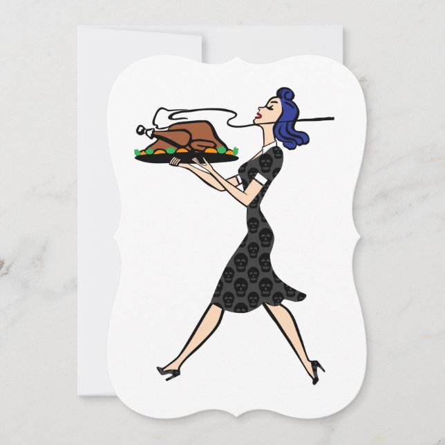 thanksgiving 1950s goth housewife holiday card (Front)