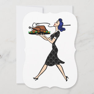 thanksgiving 1950s goth housewife holiday card