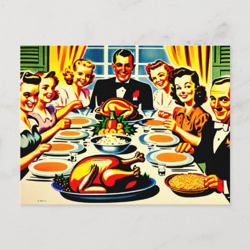 Thanksgiving 1950s Style Holiday Postcard