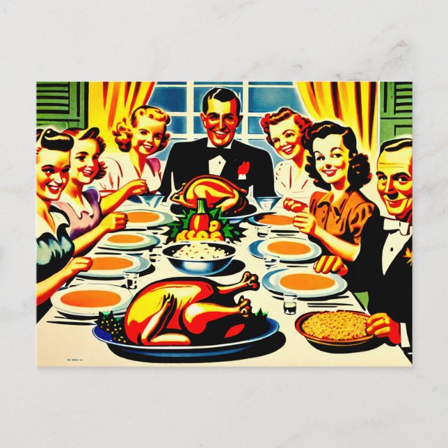 Thanksgiving 1950s Style Holiday Postcard (Front)