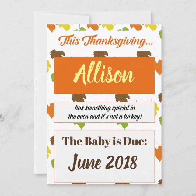 Thanksgiving 2017 Turkey Pregnancy Announcement (Front)