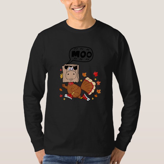 Thanksgiving 2022  Fake Cow Moo Thanksgiving Turke T-Shirt (Front)