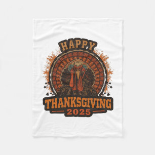 Thanksgiving 2025 Family Matching Funny Retro Turk Fleece Blanket