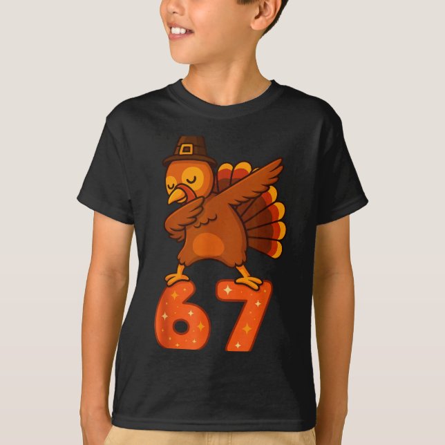 Thanksgiving 67 Meme Six Seven Funny Turkey  T-Shirt (Front)