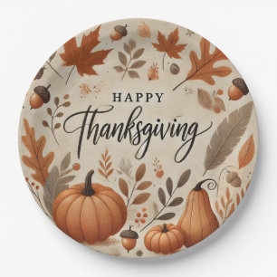 Thanksgiving 9" Round Paper Plate