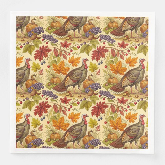 Thanksgiving Abundance Paper Dinner Napkins (Front)
