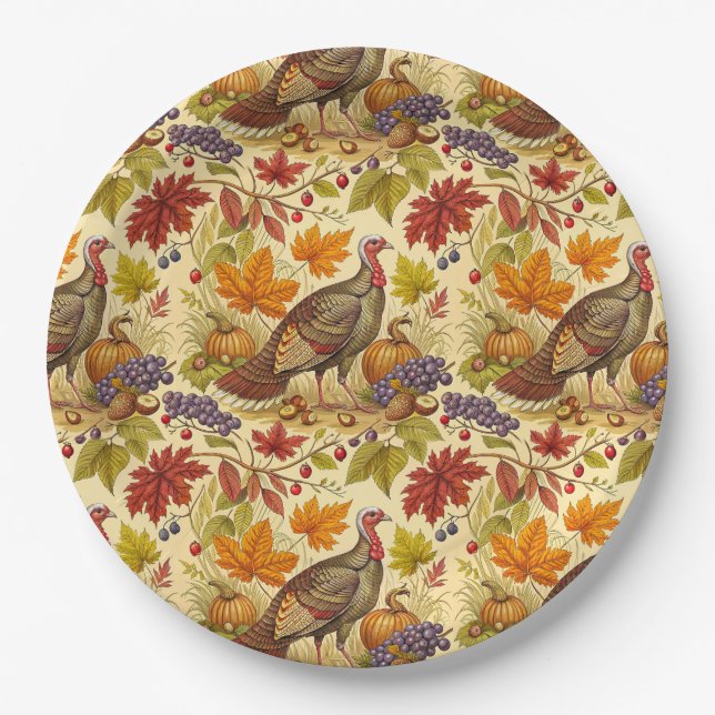Thanksgiving Abundance Paper Plates (Front)
