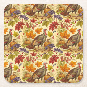 Thanksgiving Abundance Square Paper Coaster