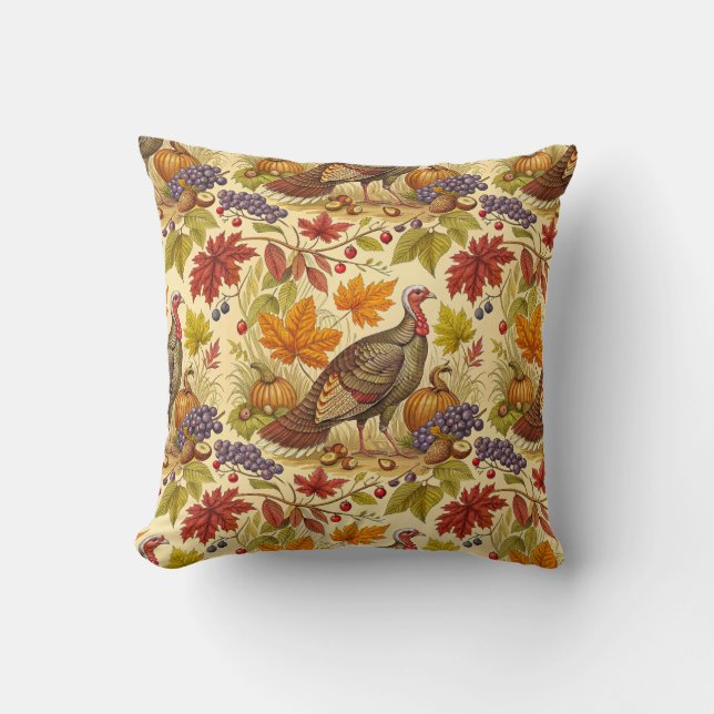 Thanksgiving Abundance Throw Pillow (Front)