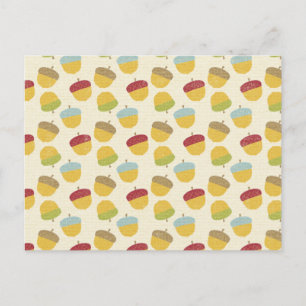 Thanksgiving Acorn Pattern Holiday Postcard