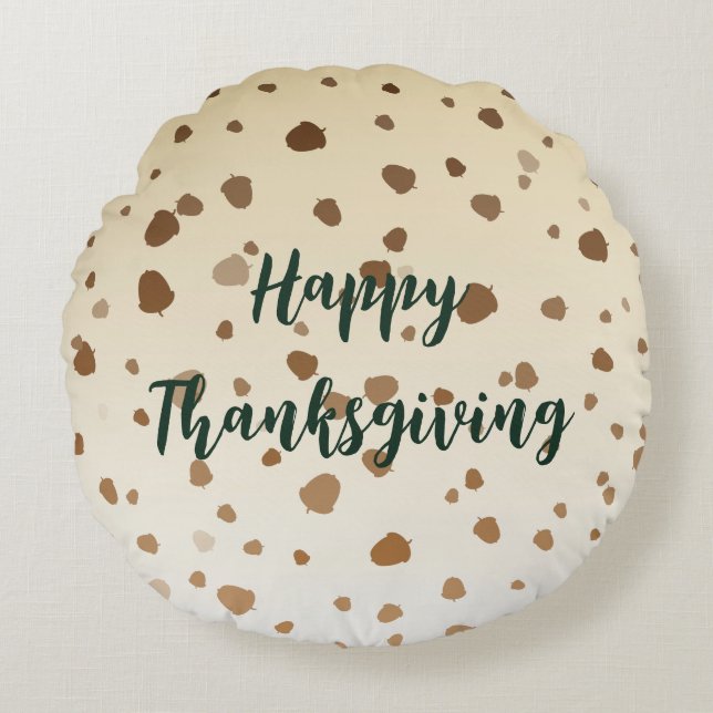 Thanksgiving Acorns Round Pillow (Front)