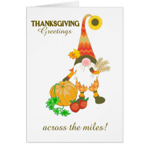 Thanksgiving Across the Miles Cute Gnome Pumpkin Cards