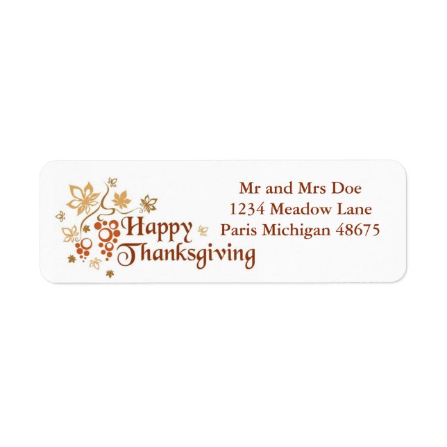 Thanksgiving Address Labels/Happy Thanksgiving Label (Front)