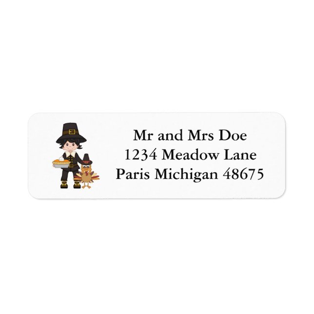 Thanksgiving Address Labels/Pilgrim Label (Front)