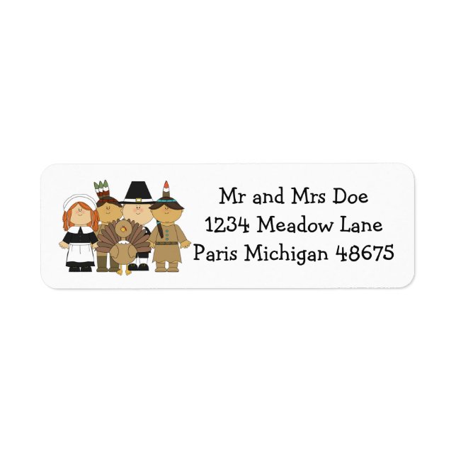 Thanksgiving Address Labels/Pilgrim's and Indian's Label (Front)