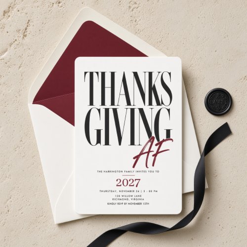Thanksgiving AF Modern Editorial Dinner Invitation