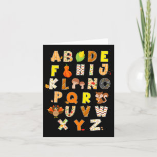 Thanksgiving Alphabet Funny Turkey Fall Preschool  Card