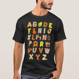 Thanksgiving Alphabet Funny Turkey Fall Preschool  T-Shirt