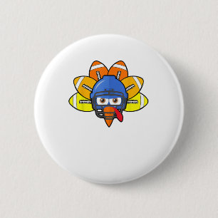 Thanksgiving American Football Youth Shirt, Turkey Button