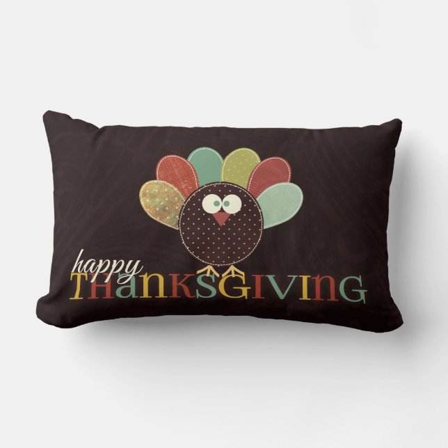 Thanksgiving AND Autumn with Monogram Lumbar Pillow (Front)