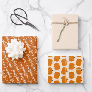 Thanksgiving and Fall Pumpkins Spice orange Wrapping Paper Sheets