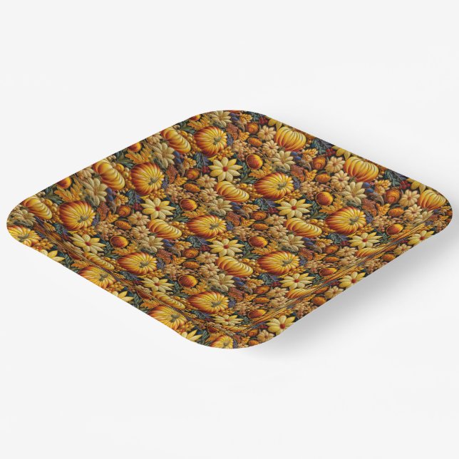 Thanksgiving and Fall Season Paper Plates (Angled)