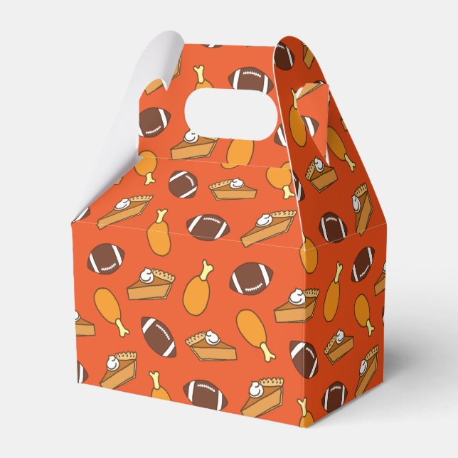 Thanksgiving and Football Pattern Favor Boxes (Front Side)