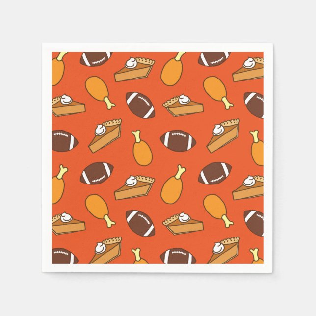Thanksgiving and Football Pattern Napkins (Front)