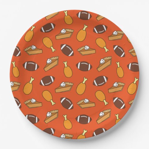 Thanksgiving and Football Pattern Paper Plates