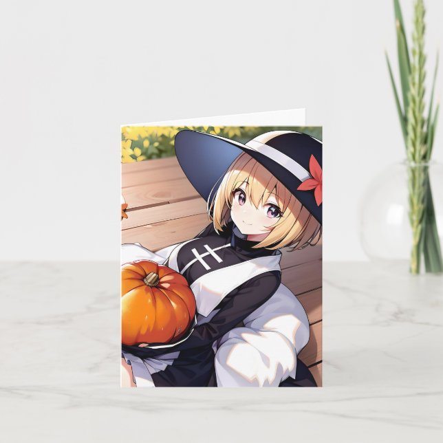 Thanksgiving Anime C - AI Holiday Card (Front)