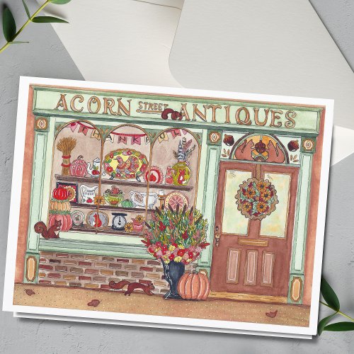 Thanksgiving Antique Shop Watercolor Card
