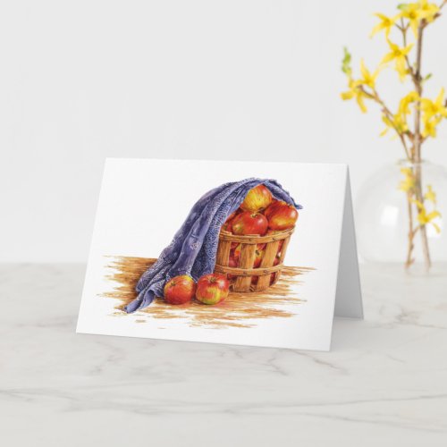 Thanksgiving Apple Basket Blessings Greeting Card