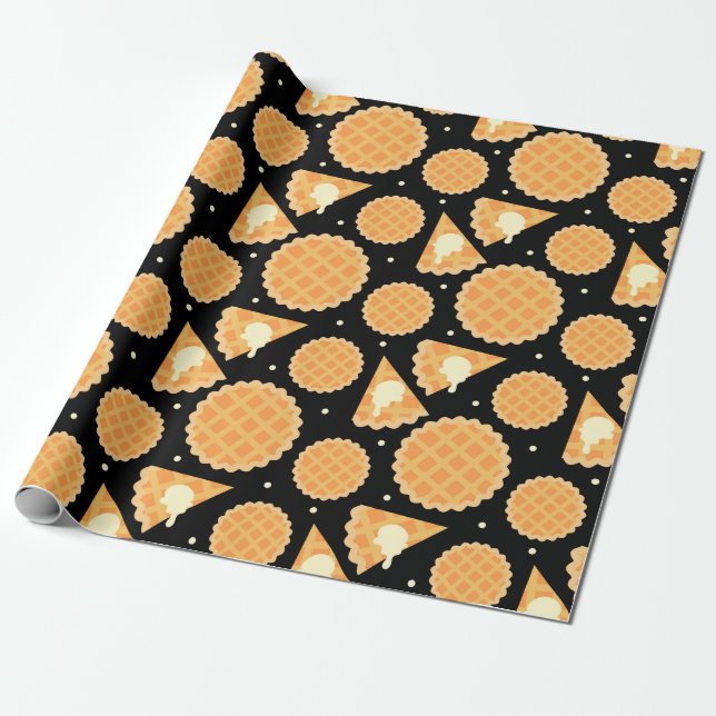Thanksgiving Apple Pie Dessert Food Patterned Wrapping Paper (Unrolled)