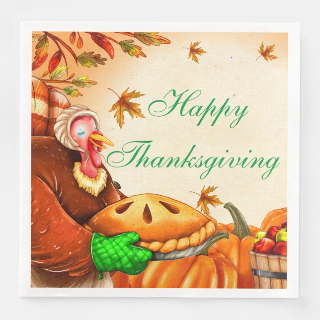 Thanksgiving Apple Pie Paper Dinner Napkins (Front)