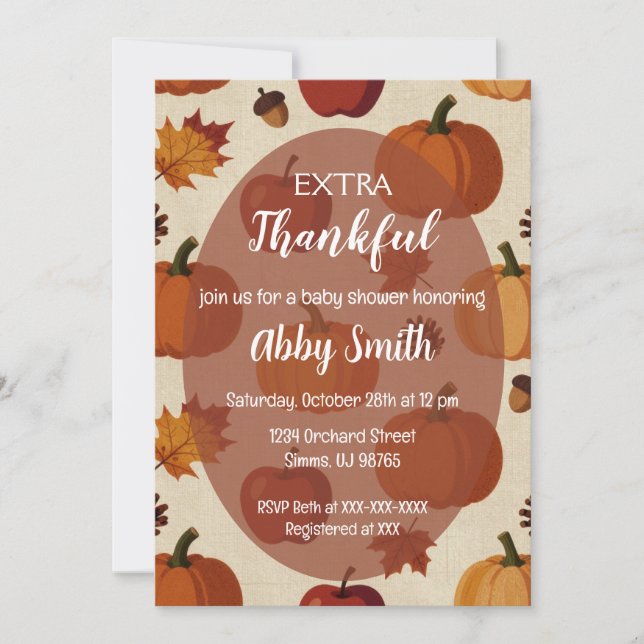 Thanksgiving Apples & Pumpkins Fall Baby Shower Invitation (Front)