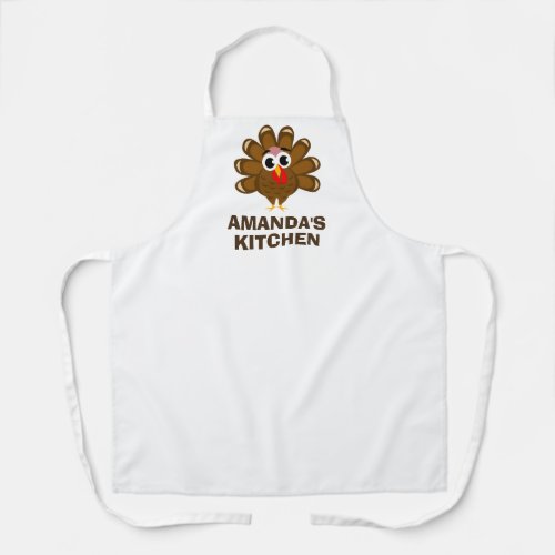 Thanksgiving apron with funny turkey cartoon image