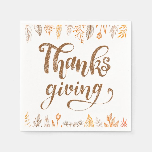 Thanksgiving Art Paper Placemat Napkins (Front)