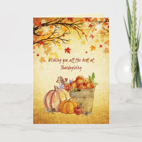 Thanksgiving Autum Harvest Watercolor Holiday Card