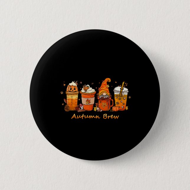 Thanksgiving Autumn Brew Fall Coffee Pumpkin Spice Button (Front)