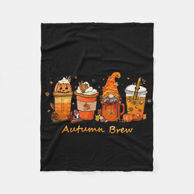 Thanksgiving Autumn Brew Fall Coffee Pumpkin Spice Fleece Blanket (Front)