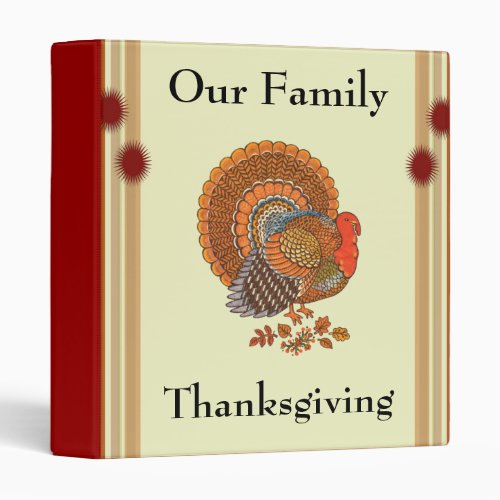 Thanksgiving Autumn Colored Male Turkey Stripes 3 Ring Binder