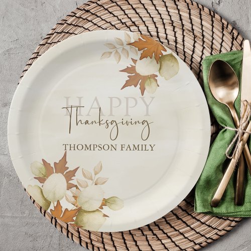 Thanksgiving Autumn Fall Greenery Elegant Foliage Paper Plates