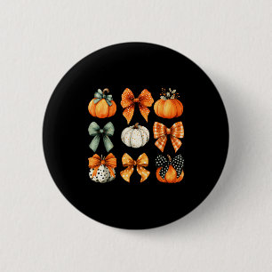 Thanksgiving Autumn Fall Leaves Coquette Bow Pumpk Button