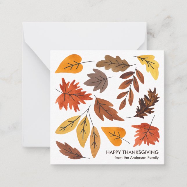 Thanksgiving Autumn Fall Leaves Events Note Card (Front)