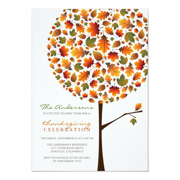 Thanksgiving Autumn Fall Leaves Pop Tree Invite