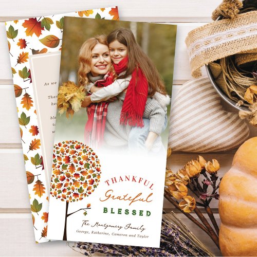 Thanksgiving Autumn Fall Leaves Pop Tree Photo Holiday Card