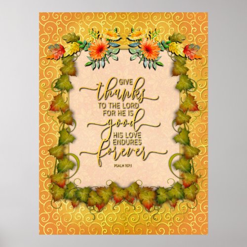 Thanksgiving Autumn Fall Maple Leaf and Sunflower Poster
