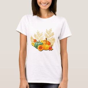 Thanksgiving Autumn Fall Maple Leaf and Sunflower T-Shirt